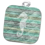 3DROSE Pot Holder, Rustic Weathered Coastal And Nautical Seahorse For Beach. Fixed Price $11.99.