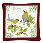 Alice's Cottage Cotton Scented Spiced Mug Mat Coaster Cedar Waxwing Bird Holly. Fixed Price $6.00.