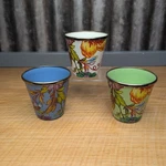 Mackenzie Childs Flower Market Herb Pot Trio Set Of White Blue Green 3.25" 8OZ. Fixed Price $115.00.