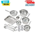 Mainstays 24 Pc Stainless Steel Cookware Set Pots, Pans, Lids & Kitchen Utensils. Fixed Price $66.99.