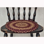 Braided Jute Chair Pad With Ties In Burgundy & Tan - 15" Round Primitive Country. Fixed Price $12.50.