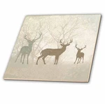 3DROSE Ct 215932 4 Deer Silhouettes Set Against Faded Forest Background Ea.... Fixed Price $28.86.