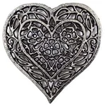Handcrafted Nautical Decor Rustic Silver Cast Iron Heart Shaped Trivet, 7". Fixed Price $18.94.