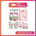 Bencailor 6 Pcs Flamingo Kitchen Towels Pot Holders And Oven Mitts Set Soft Cott. Fixed Price $16.94.