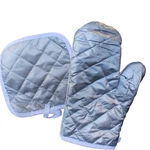 2 Piece Set Oven Mitt & Pot Holder Kitchen Chrome / Silver White. Fixed Price $6.99.
