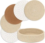 Heat Resistant Trivets For Pots And Pans With Storage Basket, Set Of 5. Fixed Price $30.99.