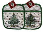 2 Pc Spode Christmas Tree Pot Holders Oven Mitt Square Bundle. Fixed Price $41.59.