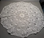 Vintage Handmade 26" White Crochet Doily Extra Large Round Lace Table Topper. Fixed Price $24.99.