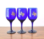 Set Of 3 Libbey Premiere Cobalt Blue Wine Glasses With Texas Map 7-1/4". Fixed Price $28.95.