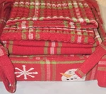 Vtg Park Designs Christmas Plaid Towel Set Snowman Holder. Fixed Price $44.99.