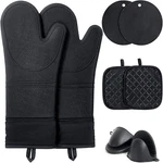 Funnydin 8PCS Oven Mitts And Pot Holders Sets - 480 Heat 14.5", Black. Fixed Price $43.81.