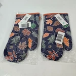 Martha Stewart Fall Leaves Oven Mitts Lot Of 2 Navy 100% Cotton Harvest New. Fixed Price $20.97.