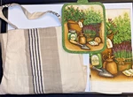 Herbs Pot Holder & Dish Towel Set From Walmart And Linen Apron New Without Tag. Fixed Price $9.89.