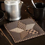 Farmhouse Star Patchwork Pot Holder SET/2 Country Charcoal Dark Tan Creme Vhc. Fixed Price $16.11.