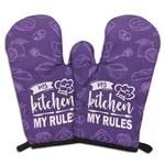2 Pcs Funny Kitchen Oven Mitts My Rules Silicone Non-slip Co.... Fixed Price $26.39.