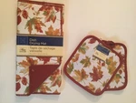 Spring Kitchen Dish Drying Mat Pot Holder Leaves Home Collection 3PC Set. Fixed Price $16.99.