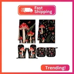 Bencailor 6 Pcs Mushroom Kitchen Towels Oven Mitts And Pot Holders Set Decorativ. Fixed Price $18.31.