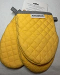 Kitchenaid 2 Pack Mini Mitt 100% Cotton Silicone Grip Yellow Gray Nwt. Fixed Price $18.99.