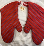 2 Vtg '84 Sokel Park San Francisco Usa Oven Mitts Red Blue White Strips Nwt. Fixed Price $24.44.