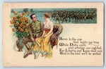 Soldier Romance Flowers Pot Here's To One That Holds Me True Wwi Postcard. Fixed Price $9.98.