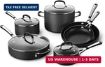 Calphalon 10-PIECE Non-stick Kitchen Cookware Set Black Pots & Pans With Stay-co. Fixed Price $388.11.