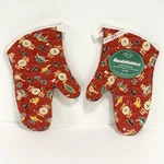 Ritz Oven Mitts Red Kitchen Item Print Quilted Handshielders Retro Mcm New Nos. Fixed Price $60.00.
