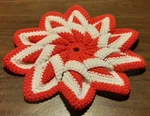 Handmade Crochet Hot Pad Trivet Potholder Star Flower Ruffled Red & White New. Fixed Price $7.99.