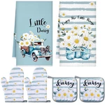 6 Pcs Spring Kitchen Decor Sunflower Pot Holders And Oven Mitts Sets Yellow K.... Fixed Price $20.37.