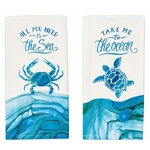 Set Of 2 Sea Turtle & Crab Ocean Terry Kitchen Towels By Kay Dee Designs. Fixed Price $16.97.