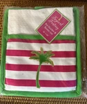 Dei Palm Tree Pot Holder & Towel Set White Green Trim Pink Stripes New. Fixed Price $9.99.