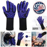 Durable Blue Bbq Gloves - Silicone, Fireproof, Perfect For Grilling & Cooking. Fixed Price $37.99.