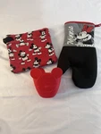 Disney Mickey Mouse Oven Mitt Mini And Pot Holder Gray Red Black New. Fixed Price $15.95.