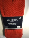 Nautica Home Kitchen Towels (3) Red White Blue Plaid 18 X 28 100% Cotton Nip. Fixed Price $18.99.