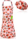 Kids And Chef Hat Set, Cute Strawberry Adjustable Aprons With 2. Fixed Price $9.39.