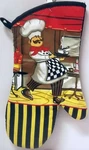 Printed Kitchen Jumbo Oven Mitt (7" X 13") Fat Chef With Coffee Cup, Black, Gr. Fixed Price $8.99.