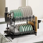 2-TIER Dish Drying Rack With Drainboard & Utensil Holder, Rustproof Iron Kitchen. Fixed Price $33.80.