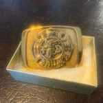 San Francisco Ca Dept. Fireman's Gold Belt Buckle 125 Years 1886-1991. Fixed Price $99.00.