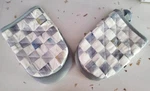 Mackenzie Childs Sterling Check Oven Mitt Set Of 2 New! Unused 8" X 5.5" Gift!. Fixed Price $69.00.