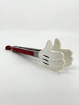 Disney Kitchen Grill Tongs, Mickey Mouse Gloved Hands, White Silicone, Red Grip. Fixed Price $12.00.