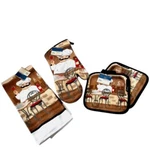 4 Piece Set (1) Oven Mitt (2) Pot Holders Kitchen Towel Italian Chef Design. Fixed Price $10.49.