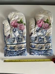 Maison Hermine Blue And Pink Oven Mitts Set. Fixed Price $12.00.