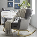 Delta Modrn Glam Velvet Rocking Chair With Lumbar Pillow, Charcoal Grey, Satin. Fixed Price $88.00.