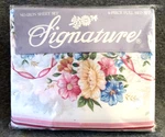 Signature 4PC Full Sheet Set Flat Fitted & 2 Floral Blue Pink Iron Vtg Nos. Fixed Price $39.99.