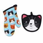 Crazy Cats Faces Potholder & Oven Mitt Set, By Kay Dee. Fixed Price $15.97.