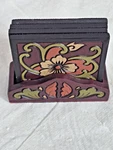 Pier 1 Boho Folk Art Wood Coasters Set 4 Holder Colorful Retired. Fixed Price $15.99.