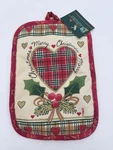 Vintage B&d Merry Christmas Holiday Quilted Pot Holder Red Plaid Holly Heart. Fixed Price $15.00.