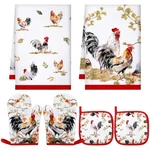 Bencailor 6 Pcs Rooster Kitchen Towels Pot Holders And Oven Mitts Set Chicken Di. Fixed Price $17.19.