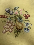 Vintage Needlepoint Pillow Chair Seat Cover Fruit Light Green 16X17 Set Of 2. Fixed Price $31.88.