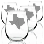 Bevvee Texas State Outline - Stemless Wine Glasses Set Of 4 Themed. Fixed Price $117.39.