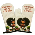 2 Pcs Funny Black Women Oven Mitts Gifts - Your Opinion Was Not The Recipe.... Fixed Price $24.78.